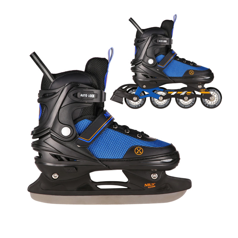 2in1 (rull)uisud NILS EXTREME NH18188 In-line Skates/Hockey Ice Skates, must-sinine-oranž, L (39-43)