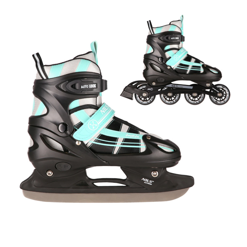 2in1 (rull)uisud NILS EXTREME NH18366A In-line Skates/Hockey Ice Skates, must-roheline