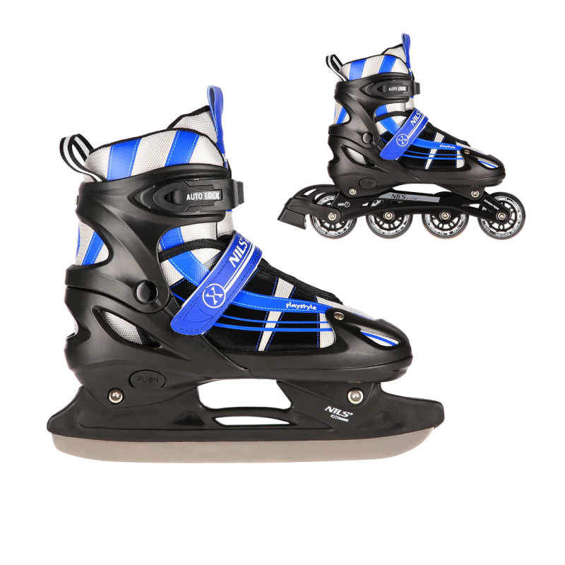 2in1 (rull)uisud NILS EXTREME NH18366A In-line Skates/Hockey Ice Skates, must-sinine, S (35-38)