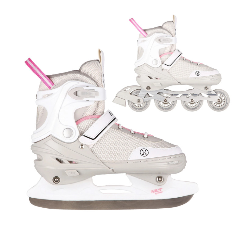 2in1 (rull)uisud NILS EXTREME NH18188 In-line Skates/Hockey Ice Skates, valge-roosa, M (34-38)