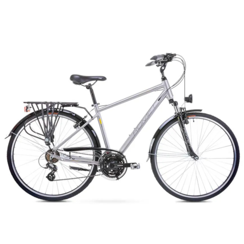 Гибридный велосипед ROMET Wagant (2023) 28" серебристо-желтый