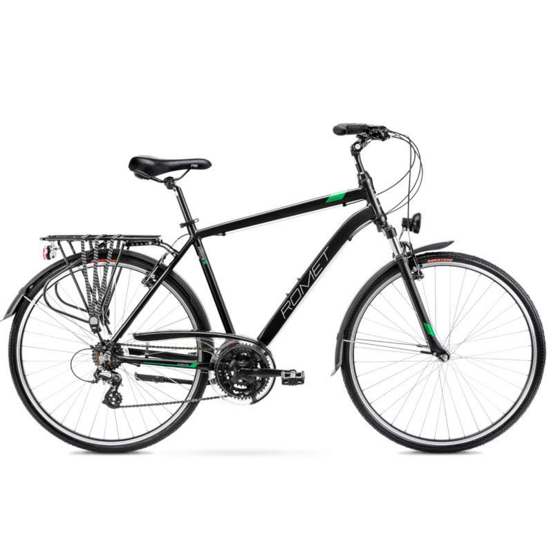 Гибридный велосипед ROMET Wagant 1 (2023) 28" черно-зеленый