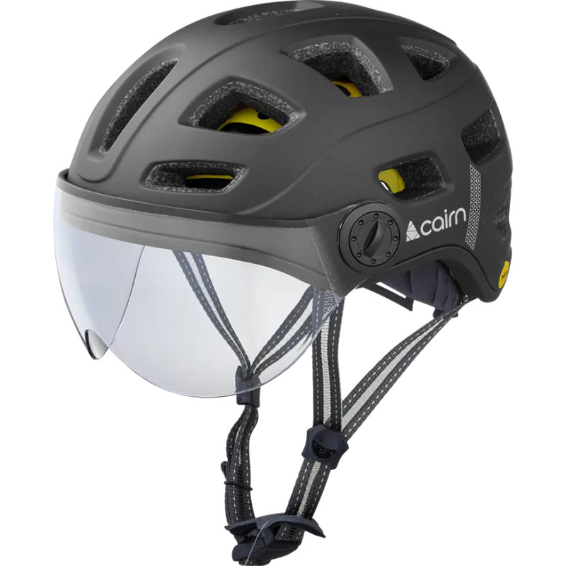 Helmet CAIRN QUARTZ MIPS Transparent Visor LED USB Matte Black, black