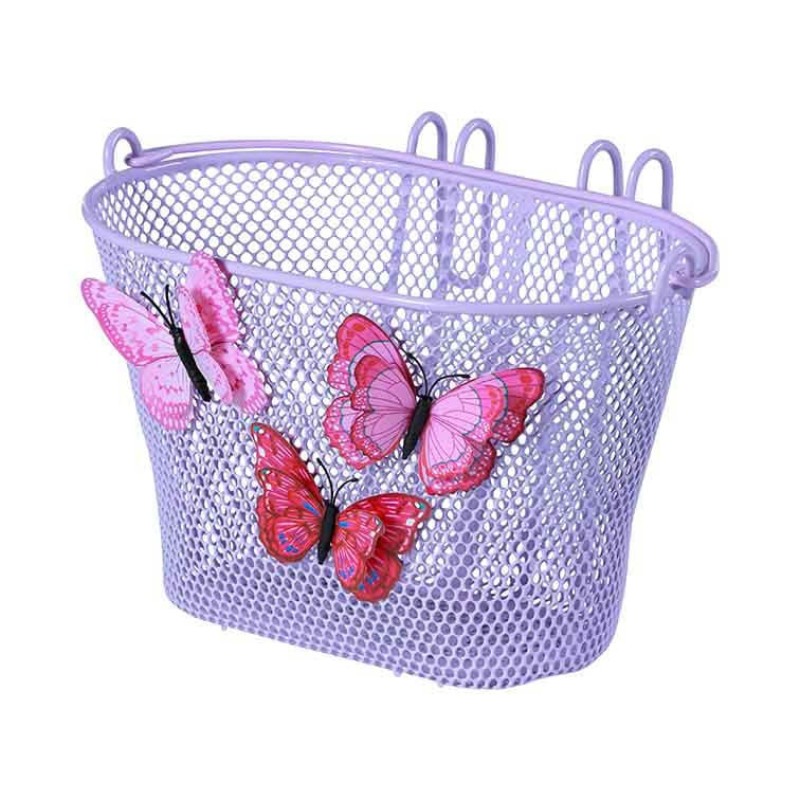 Front basket for children's bicycles BASIL Butterfly, purple