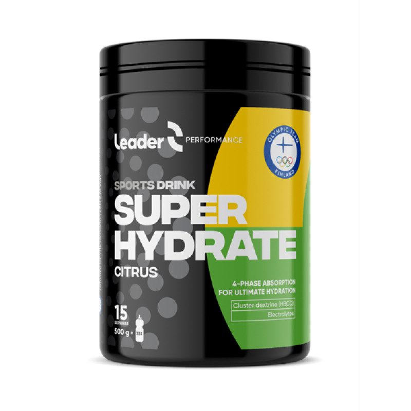 Sporta dzēriena pulveris LEADER Performance Super Hydrate sporta dzēriens. Citrusaugļi 500 g