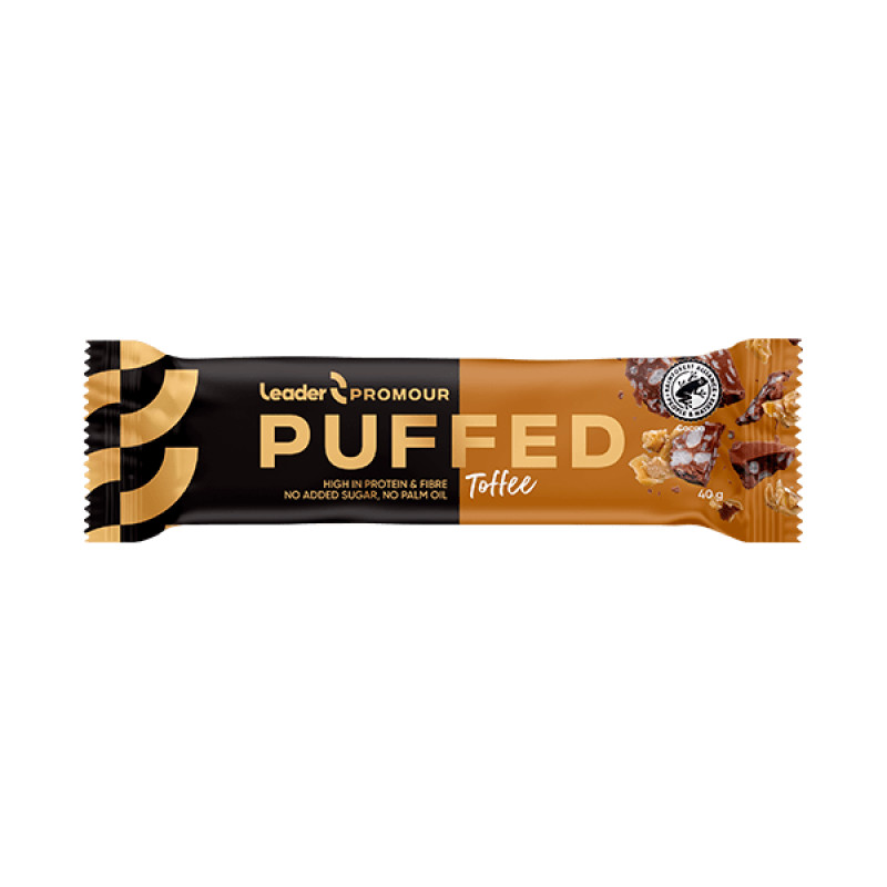 Protein bar LEADER Promour Puffed Milk Choco. 40 g of toffee