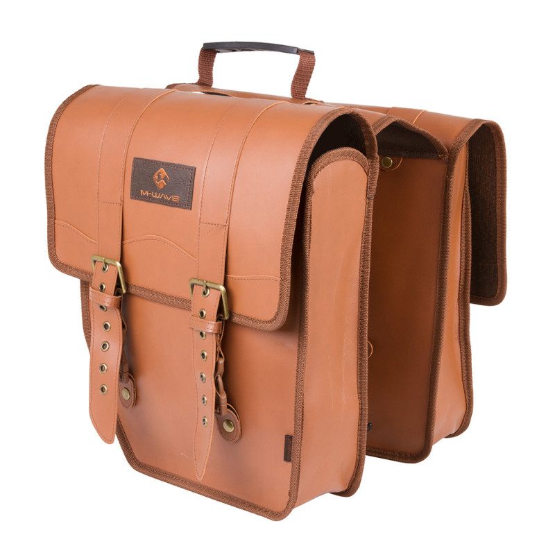 Pannier bag M-WAVE Amsterdam Double L, 15 L, artificial leather, brown