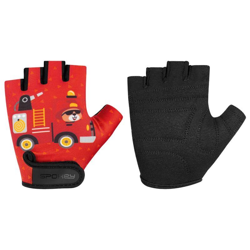 Bicycle gloves SPOKEY Fun, with fire engine, red