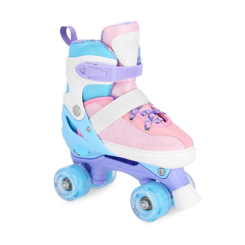Adjustable roller skates SPOKEY Buff Pro, pink-white-blue-purple