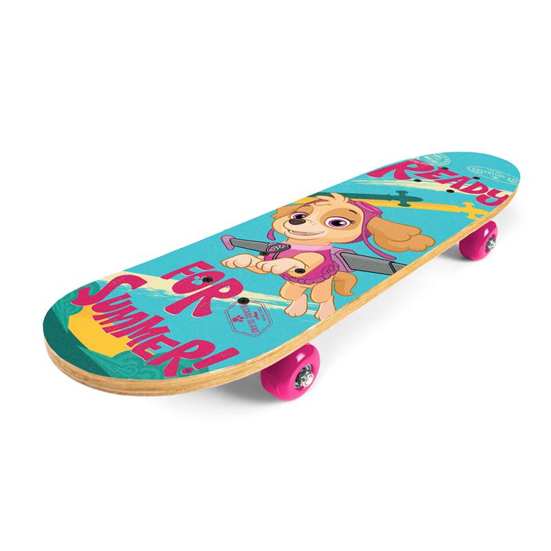 Wooden skateboard Paw Patrol 61 cm, blue-pink