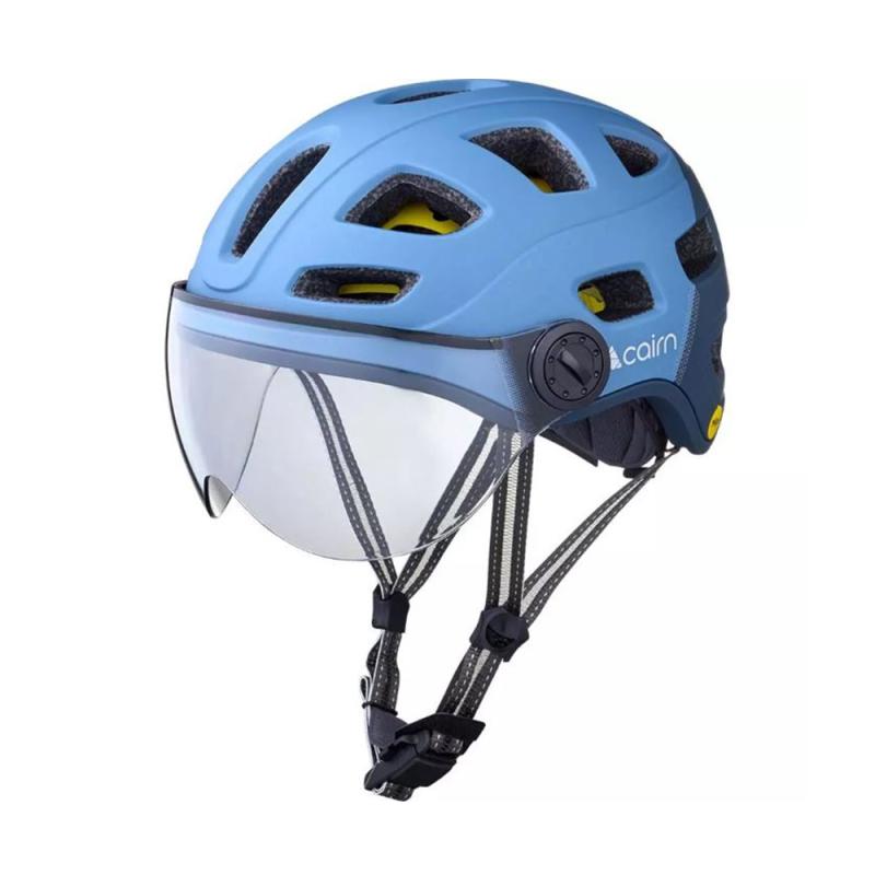 Helmet CAIRN QUARTZ MIPS Transparent Visor LED USB Matte Denim Night Sky