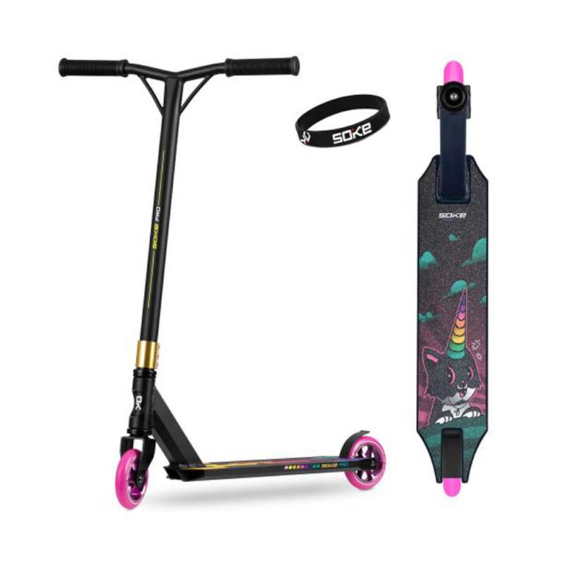 Trick scooter SOKE PRO black and pink unicorn