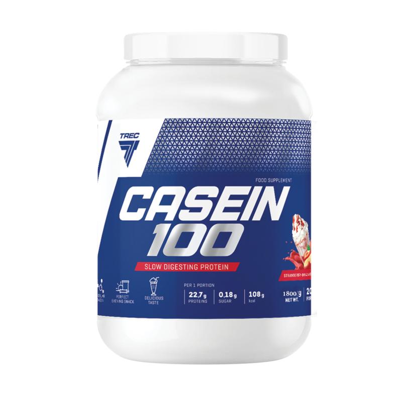 Медленно усваиваемый казеиновый протеин TREC CASEIN 100 STRAWBERRY 1800г