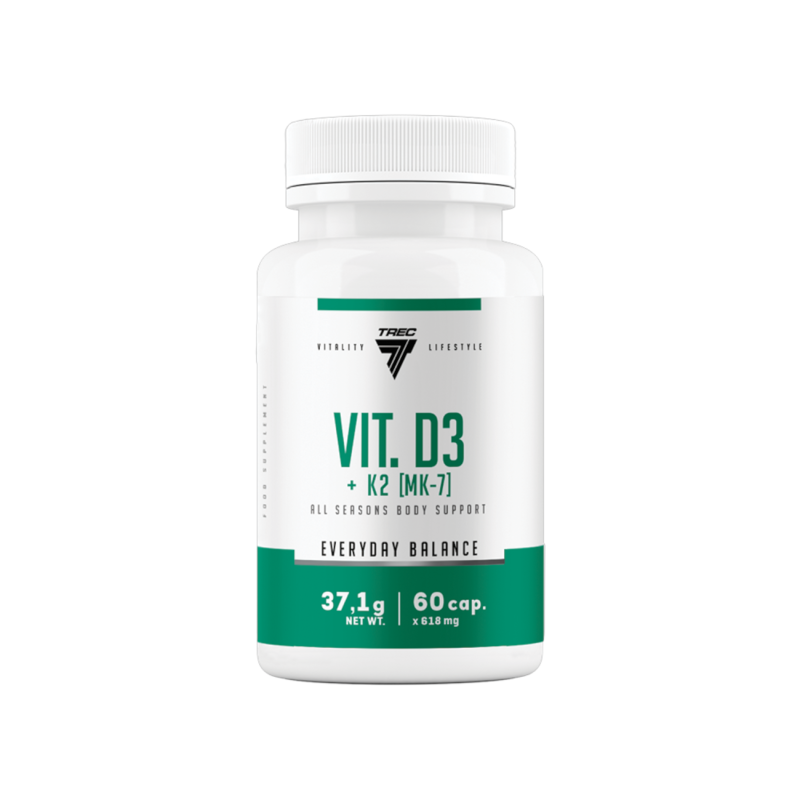 Vitamin capsules TREC VIT. D3+K2 (MK-7), 60 capsules