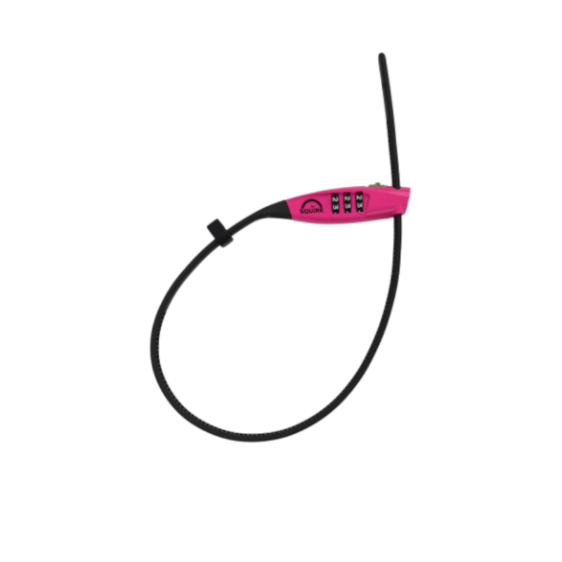 Cable lock SQUIRE Straplok Combi 10, with code, pink