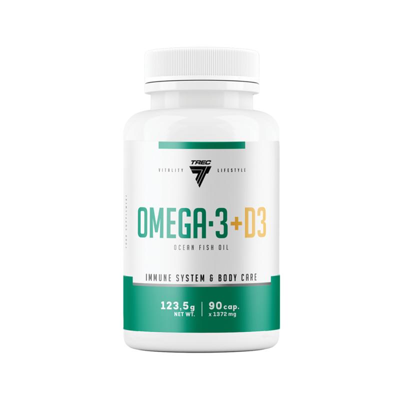 Rasvhapped lisandiga TREC OMEGA 3 + D3  90 kapslit