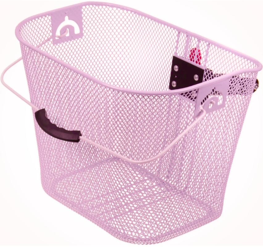 Front basket BURGHARDT, stemile, metal, light pink, with handle