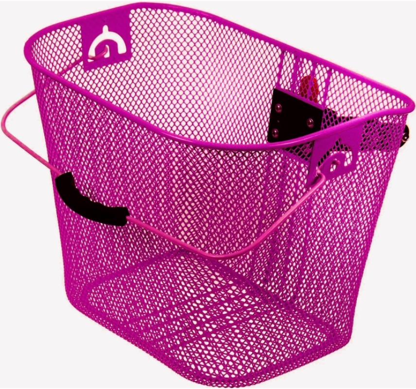 Front basket BURGHARDT, handlebar cover, metal, dark pink, with handle