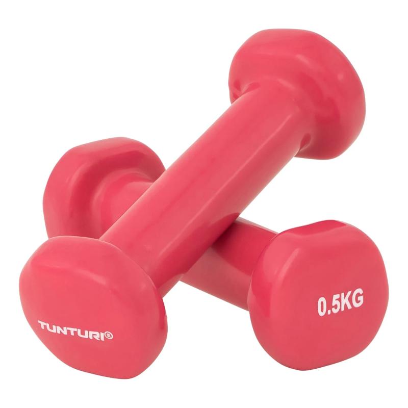 Dumbbells TUNTURI Vinyl Dumbbells 2 x 0.5 kg, pink