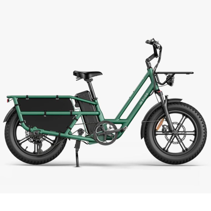 Electric Cargo Bike FIIDO T2 Longtail Cargo, Forest Green