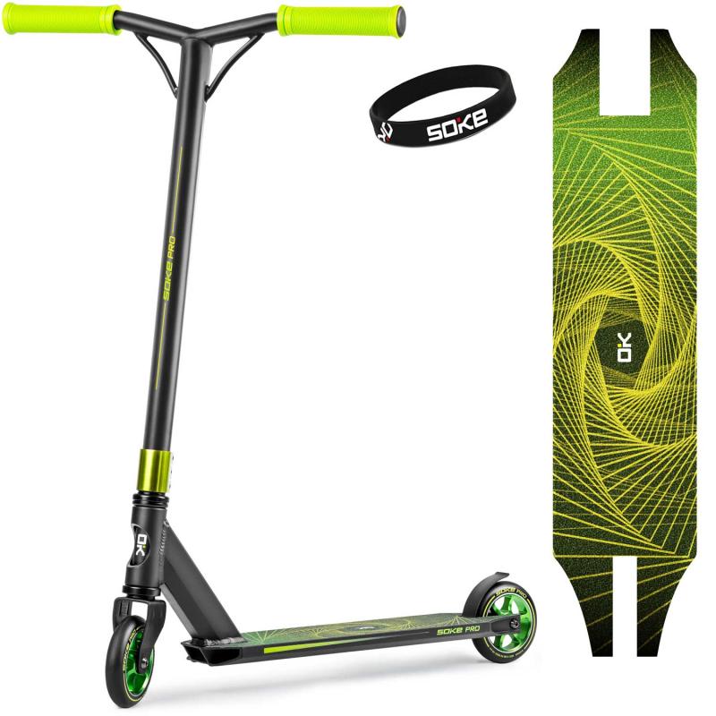 Stunt scooter SOKE PRO, black-yellow-neon