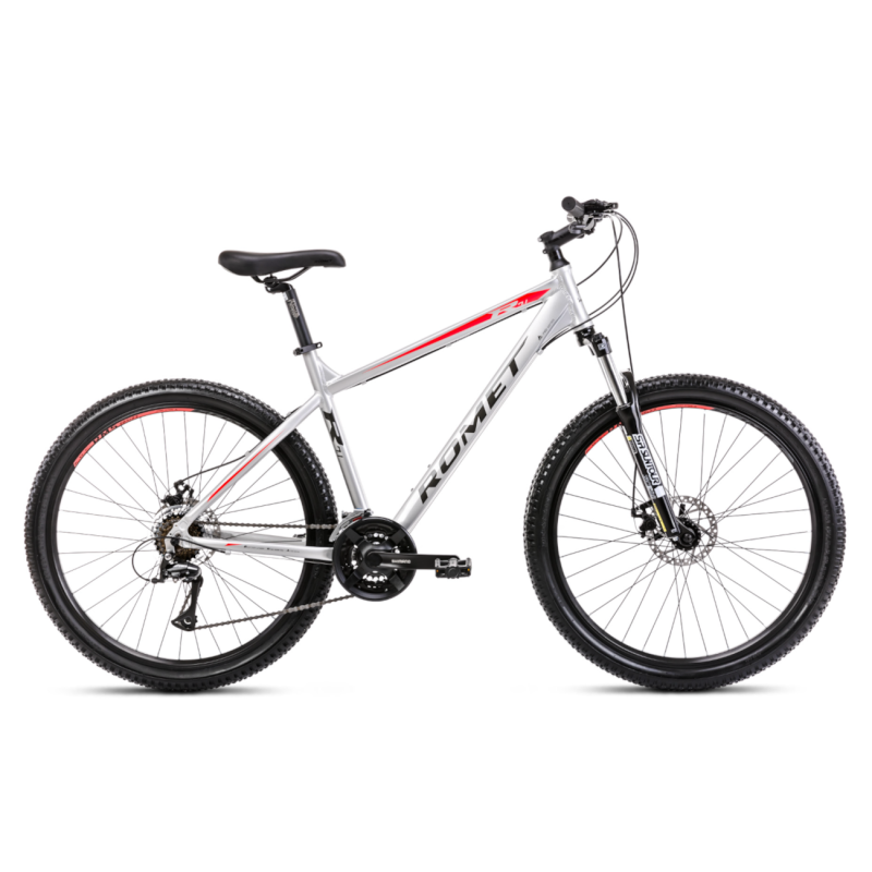 Детский велосипед ROMET Rambler R7.1, 27.5″ серебристо-красный