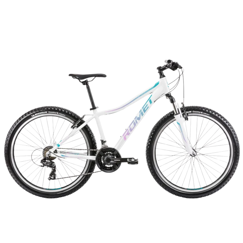 Детский велосипед ROMET Jolene 6.1, 26″ бело-зелено-фиолетовый