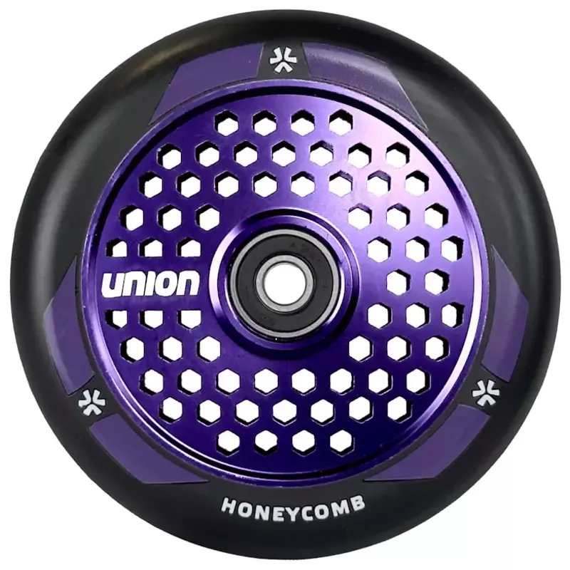 Wheel for a scooter UNION Honeycomb Pro Scooter Wheel 110mm, black/polished purple