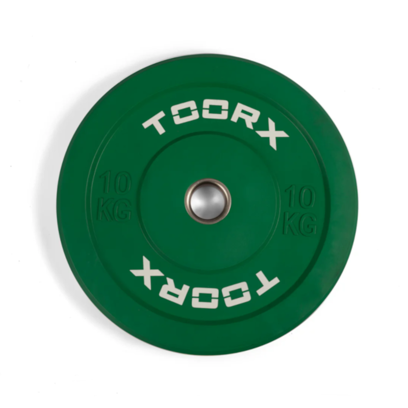 Weight plate TOORX Bumper Plate Challenge, green, 50 mm, 10 kg