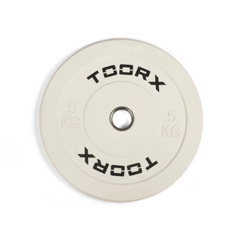 Weight plate TOORX Bumper Plate Challenge, white, 50 mm, 5 kg