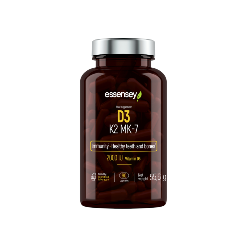 Vitamīnu kapsulas TREC ESSENSEY Vit. D3 + K2 (MK-7), 90 kapsulas