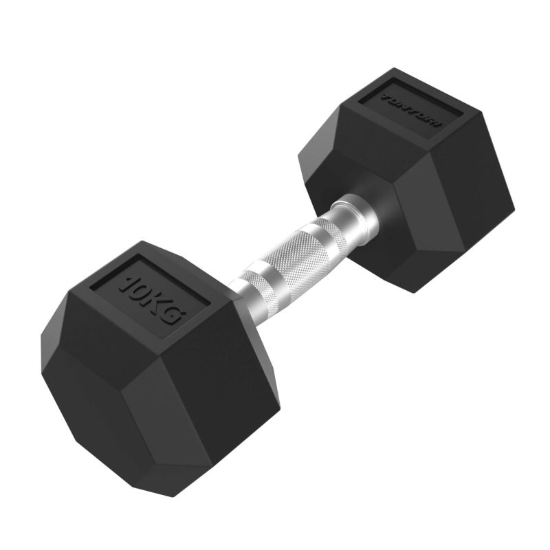 Hantele TUNTURI Platinum Hex gumijas hantele, 10kg