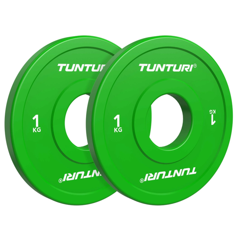 Весовые диски TUNTURI Platinum Fractional Plates, зеленые, 50 мм, 2 x 1 кг