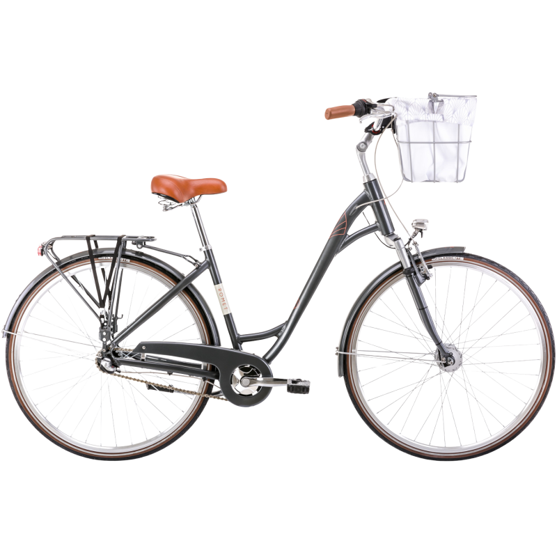 Велосипед ROMET Art Deco Classic, с передней корзиной, серый