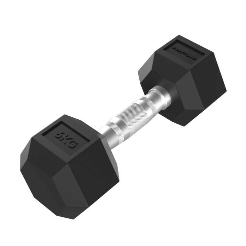 Hantlid TUNTURI Platinum Hex Rubber Dumbbell, 6 kg
