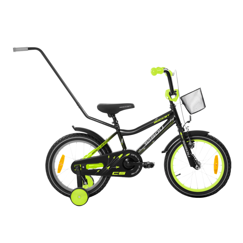 Детский велосипед TABOU Rocket CS, 16 дюймов, черно-зеленый.