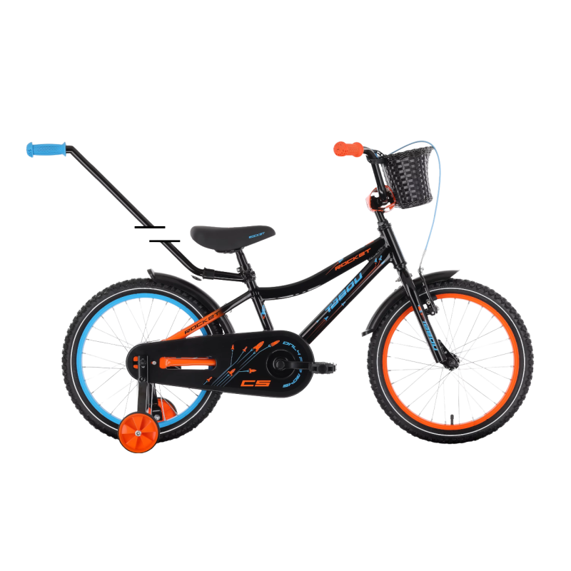 Laste jalgratas TABOU Rocket CS ALU, 18″ must-oranž