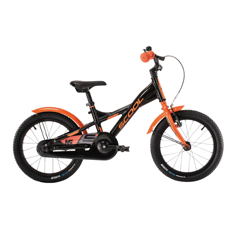 Детский велосипед S´COOL XXlite, 16 дюймов, черно-оранжевый