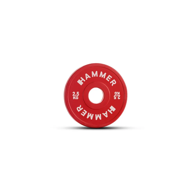 Весовой диск HAMMER Bumper Plate, красный, 50 мм, 2,5 кг