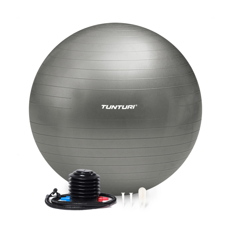 Gymnastics ball TUNTURI Gymball 65cm, Anti Burst, Silver
