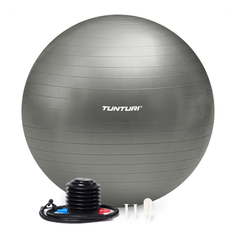Gymnastics ball TUNTURI Gymball 55cm, Anti-Burst, Silver