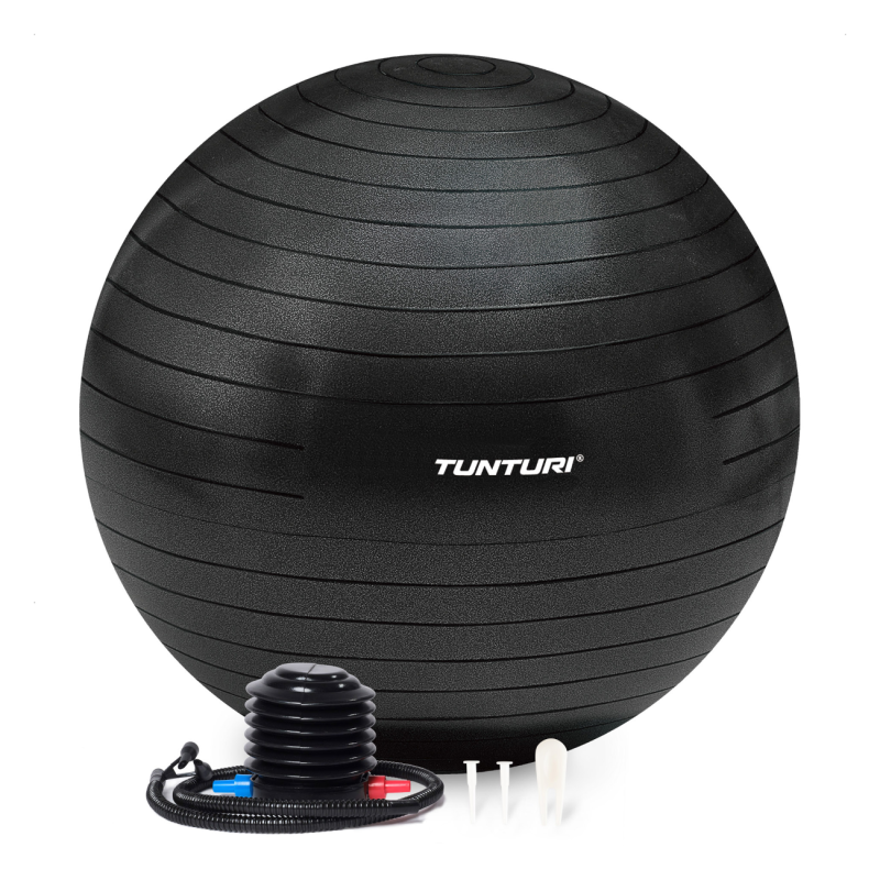 Gymnastics ball TUNTURI Gymball 90cm, Anti Burst, Black