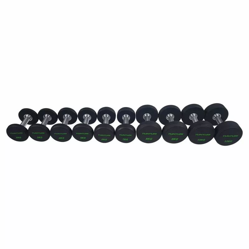 Dumbbells TUNTURI PU Pro Dumbbell Set 2-12kg (10prs, 132kg)