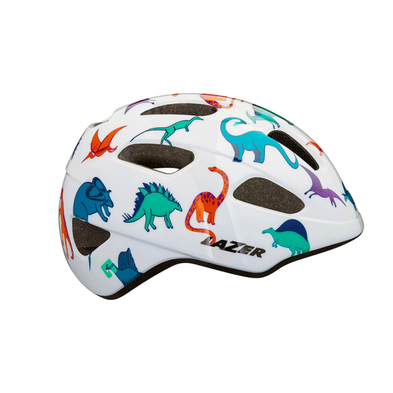 Helmet LAZER PNUT KinetiCore, CE-CPSC, Dinosaurs, white