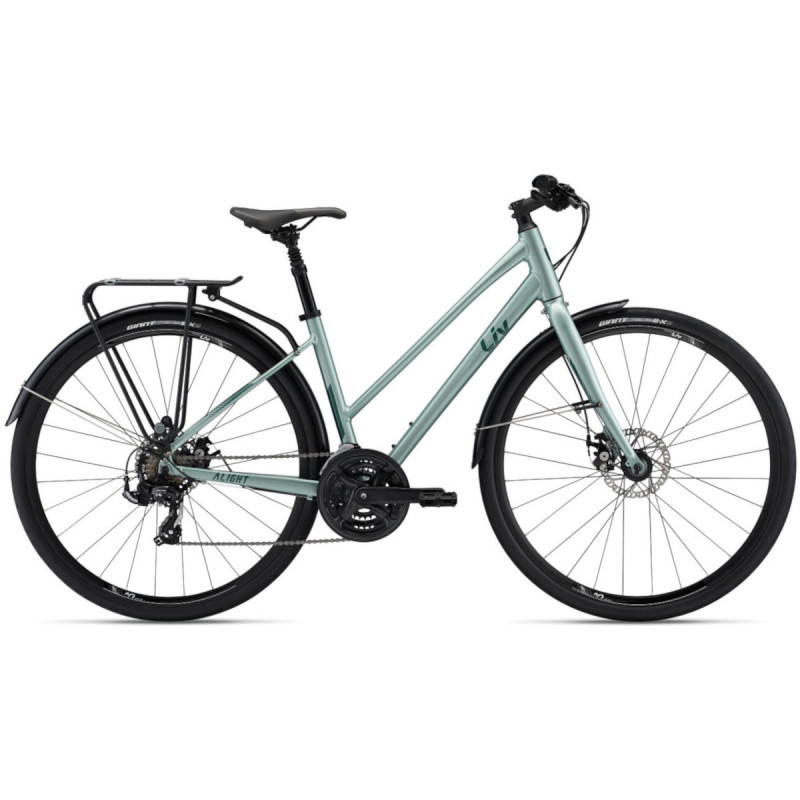 Женский велосипед LIV Alight 3 City Disc, серебристо-зеленый
