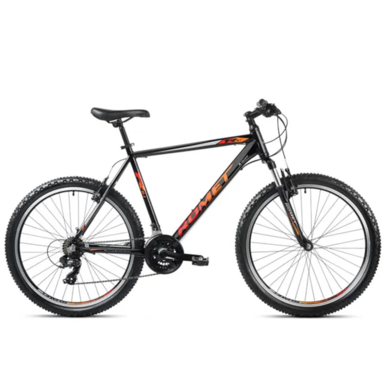 Горный велосипед ROMET Rambler R6.1, 26″ (2023 г.) черно-оранжевый